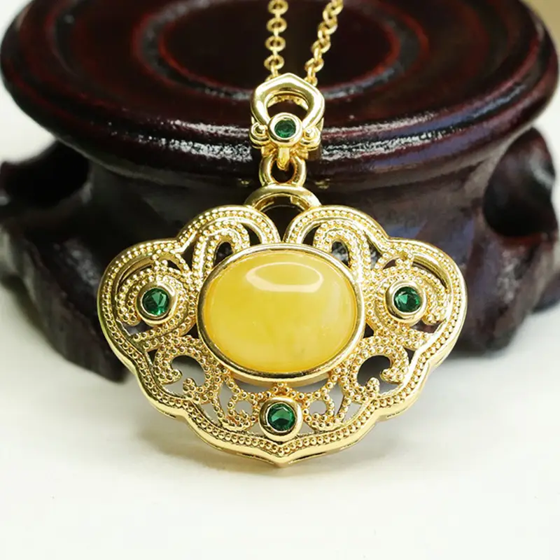 Aiyu Pendant Necklace Yellow Amber Ruyi Style Wholesale Dropshipping — feature 7