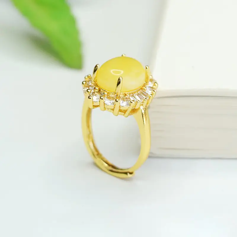 Yellow Amber Ring for Women Vintage S3112901 - Image 5