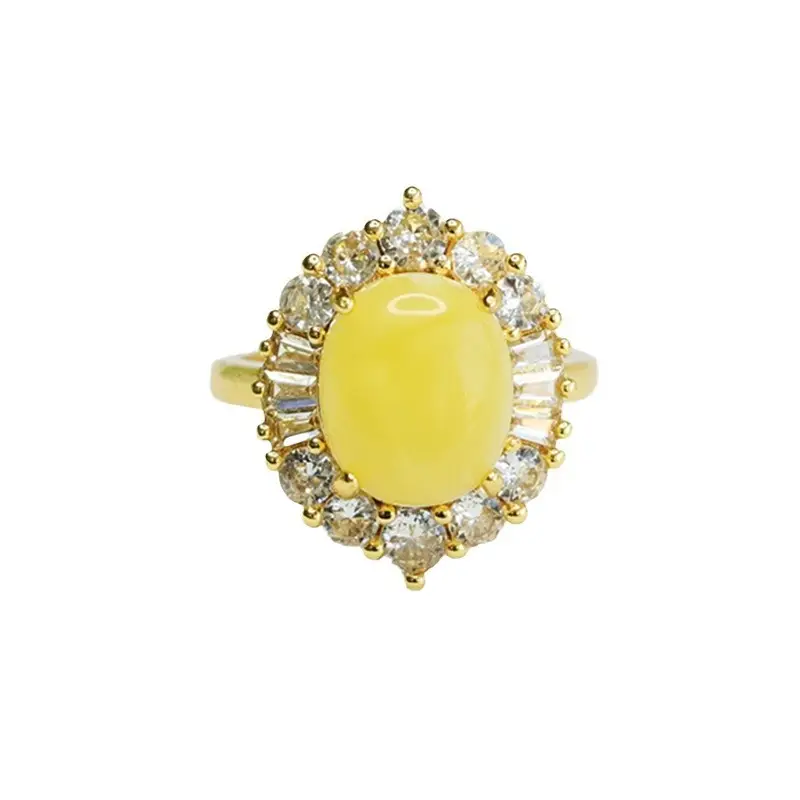 Yellow Amber Ring for Women Vintage S3112901 - Image 6