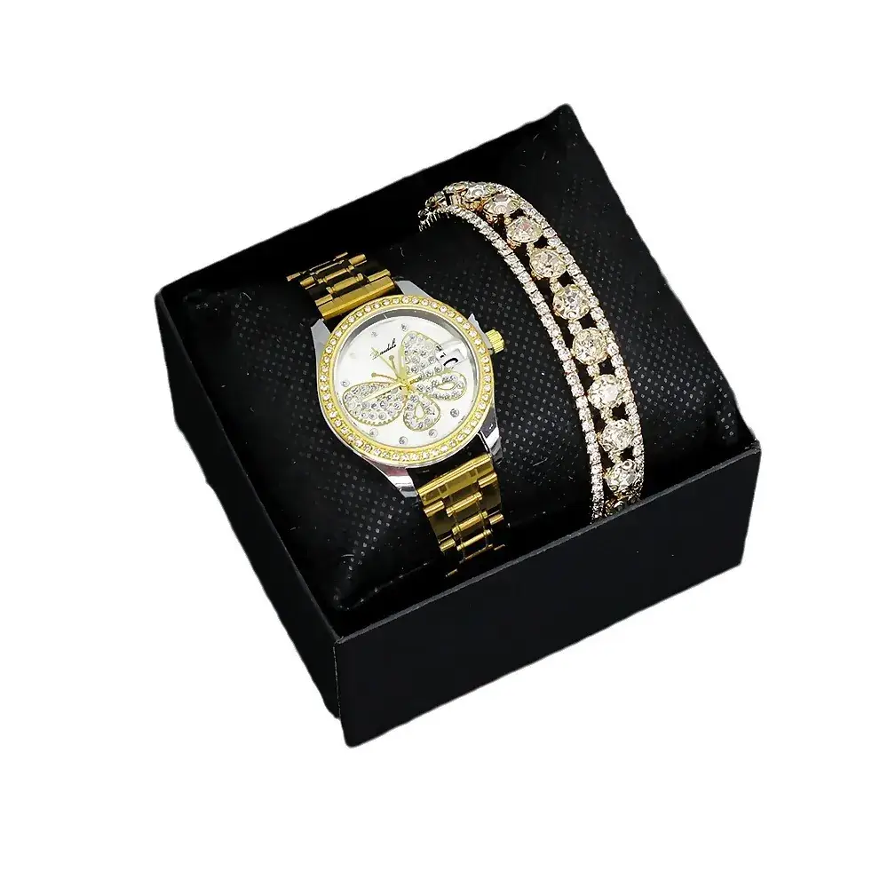 Women's Butterfly Watch with Gold Bracelet & Crystal Bracelet - Image 9