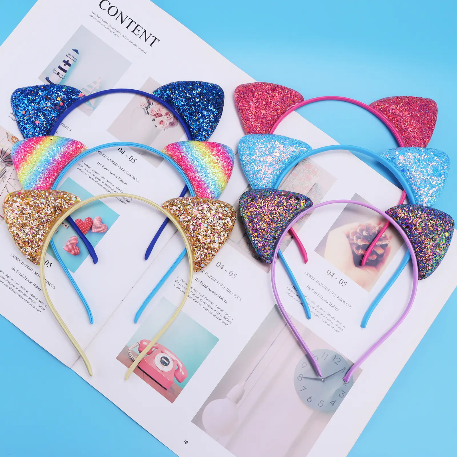 Cat Ears Headband Candy Color Sequins