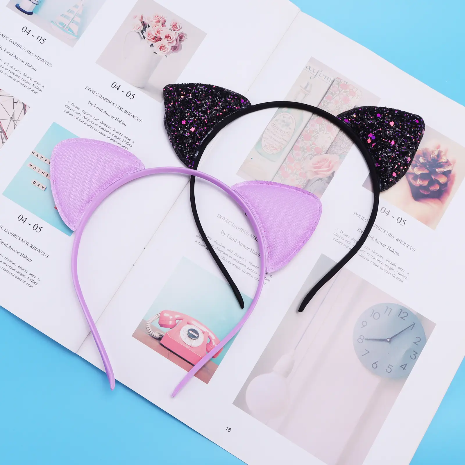 Cat Ears Headband Candy Color Sequins