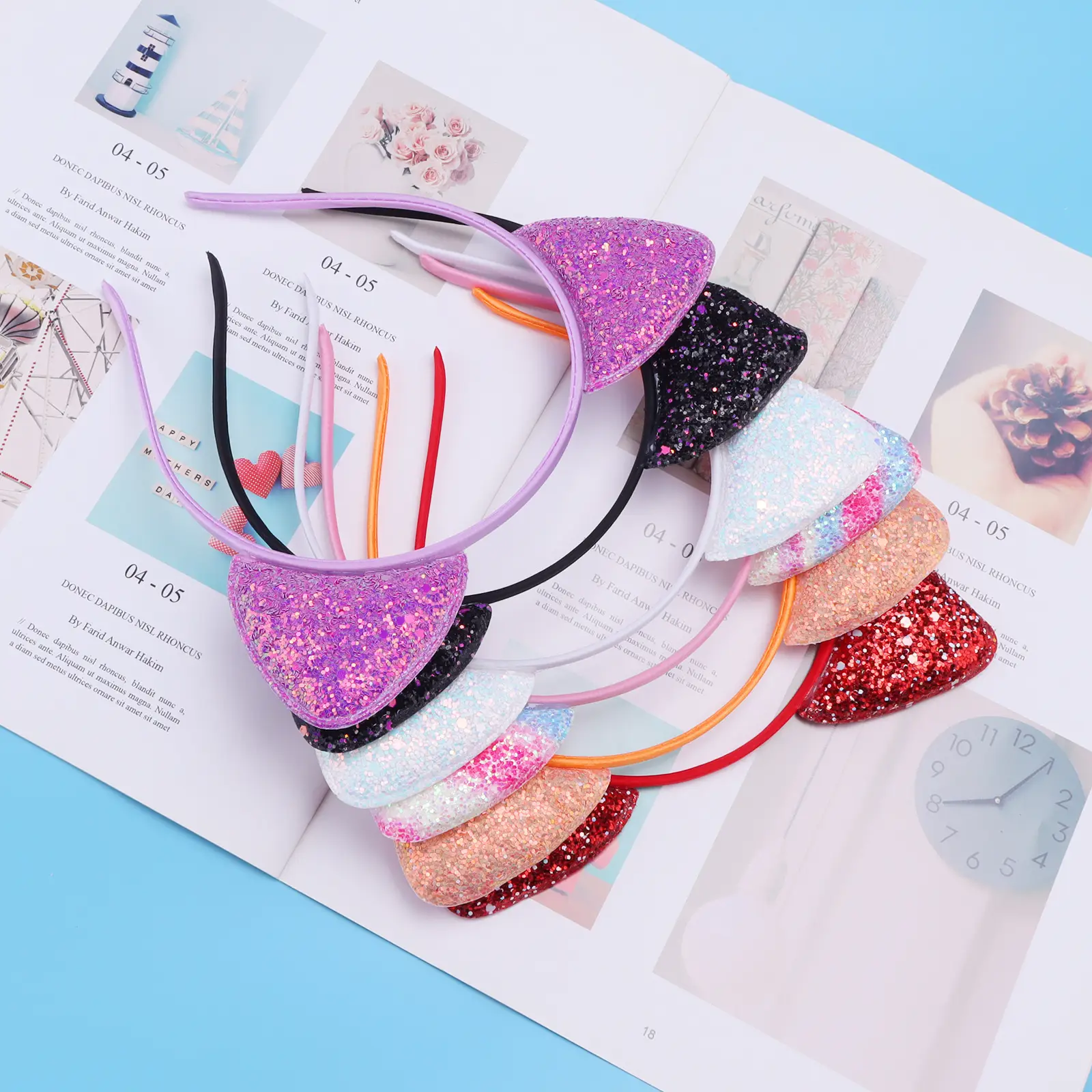 Cat Ears Headband Candy Color Sequins