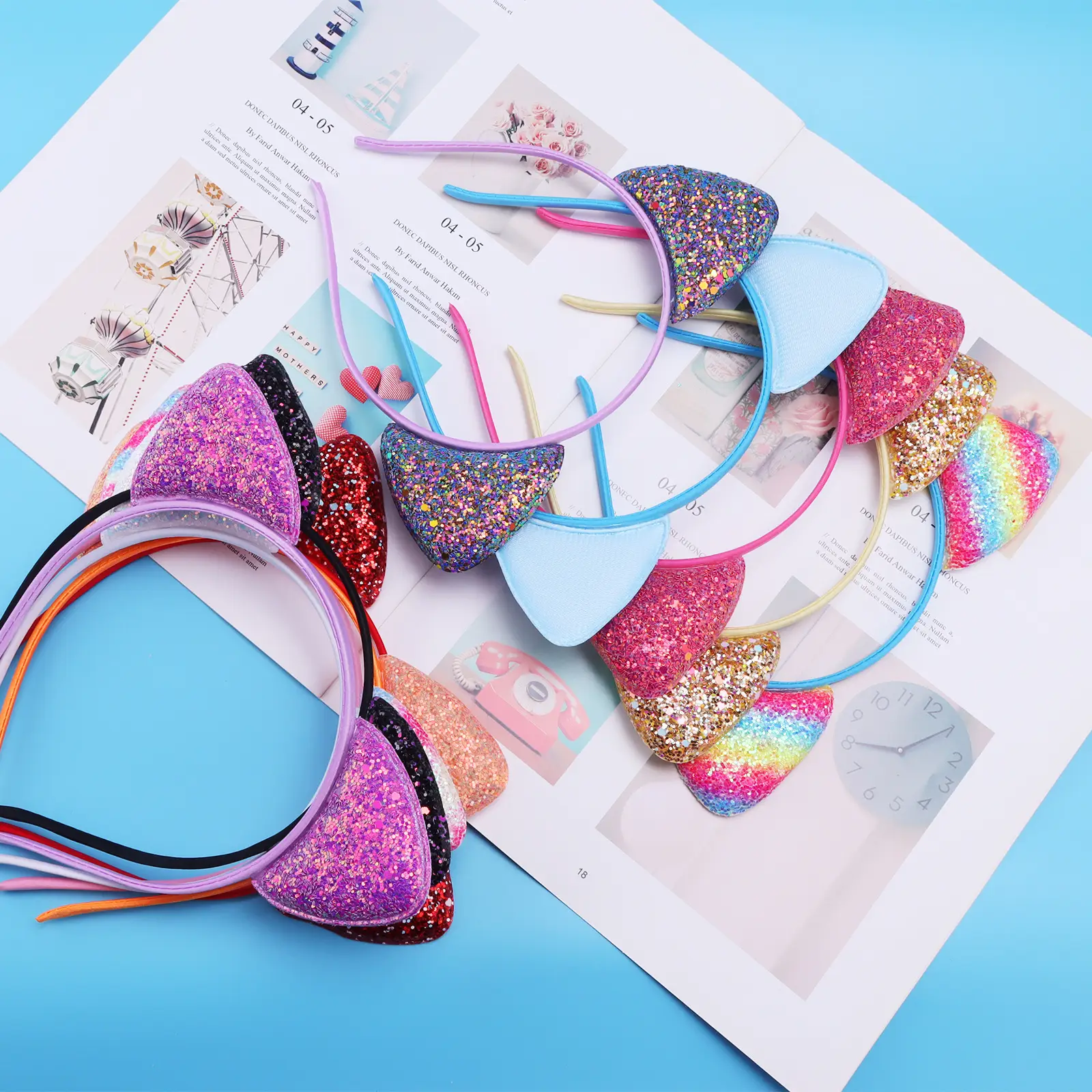 Cat Ears Headband Candy Color Sequins