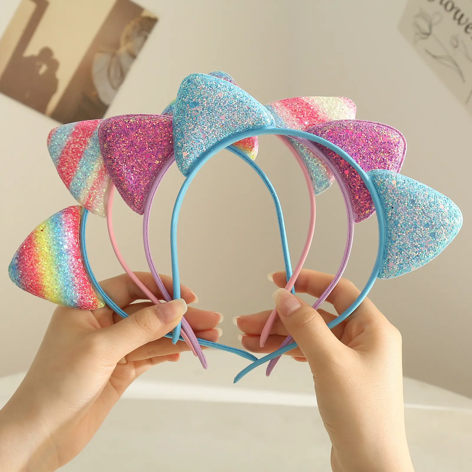 Cat Ears Headband Candy Color Sequins — feature 5
