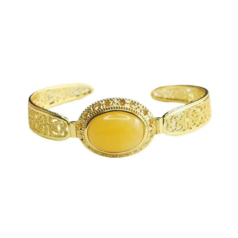Golden Amber Bracelet Ethnic Style Jewelry - Image 6