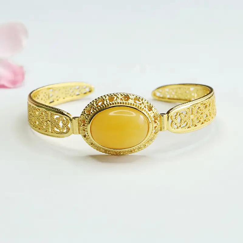Golden Amber Bracelet Ethnic Style Jewelry — feature 4