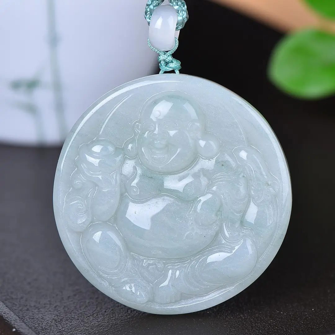 Tianan Cui Maitreya Pendant White Green - Image 3