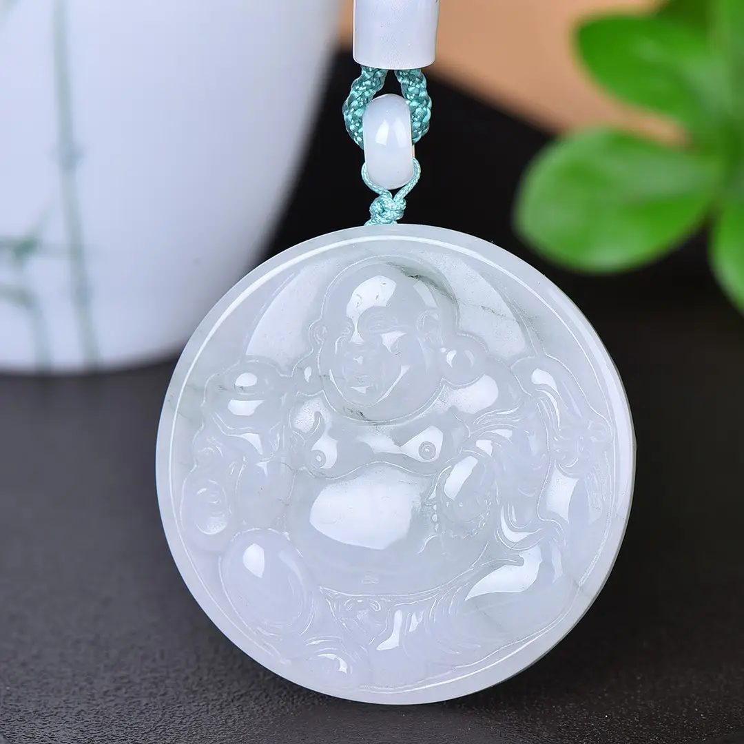 Tianan Cui Maitreya Pendant White Green - Image 2