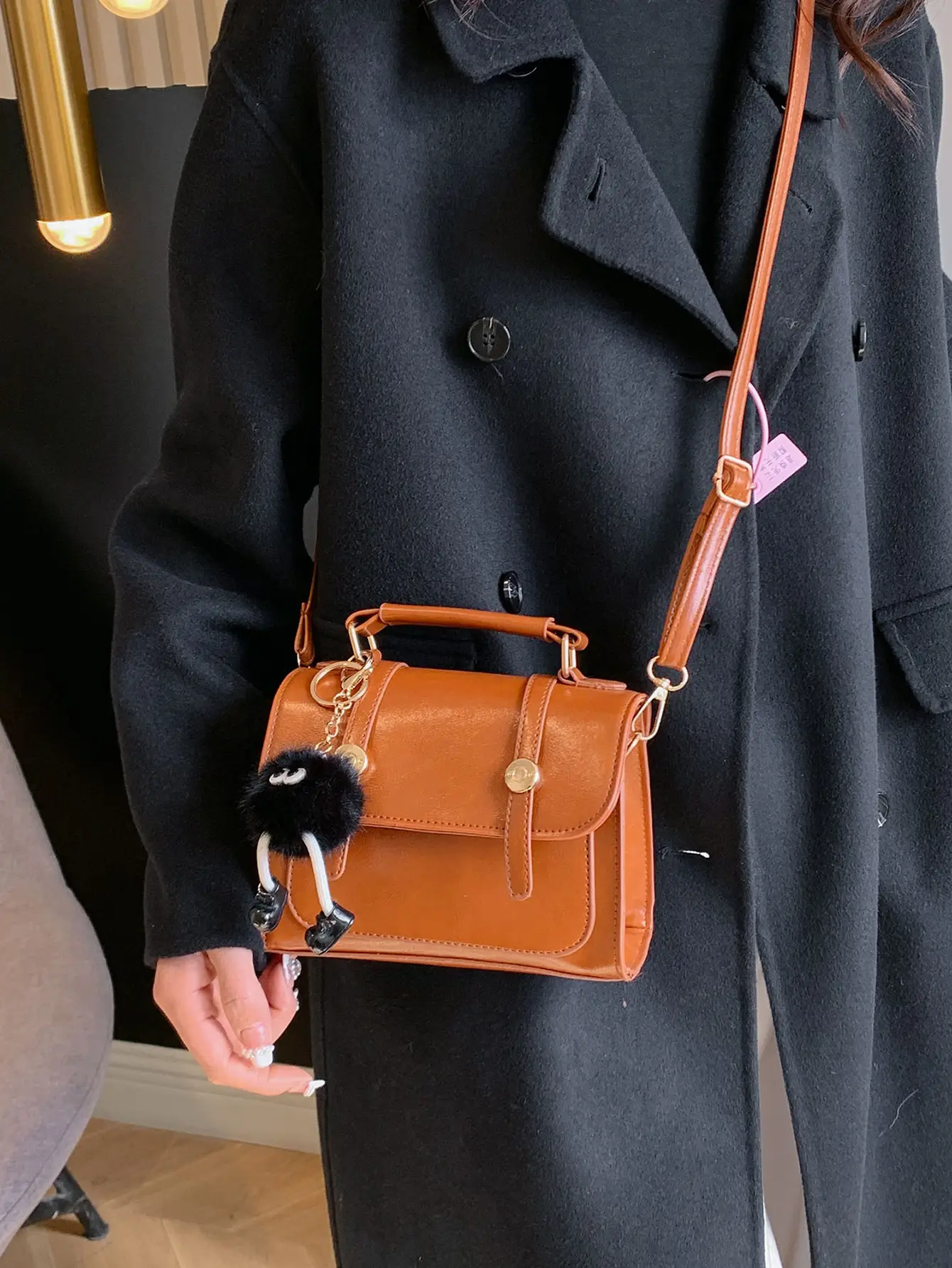 Women's Textured Shoulder Bag Brown New 2023 - Image 8