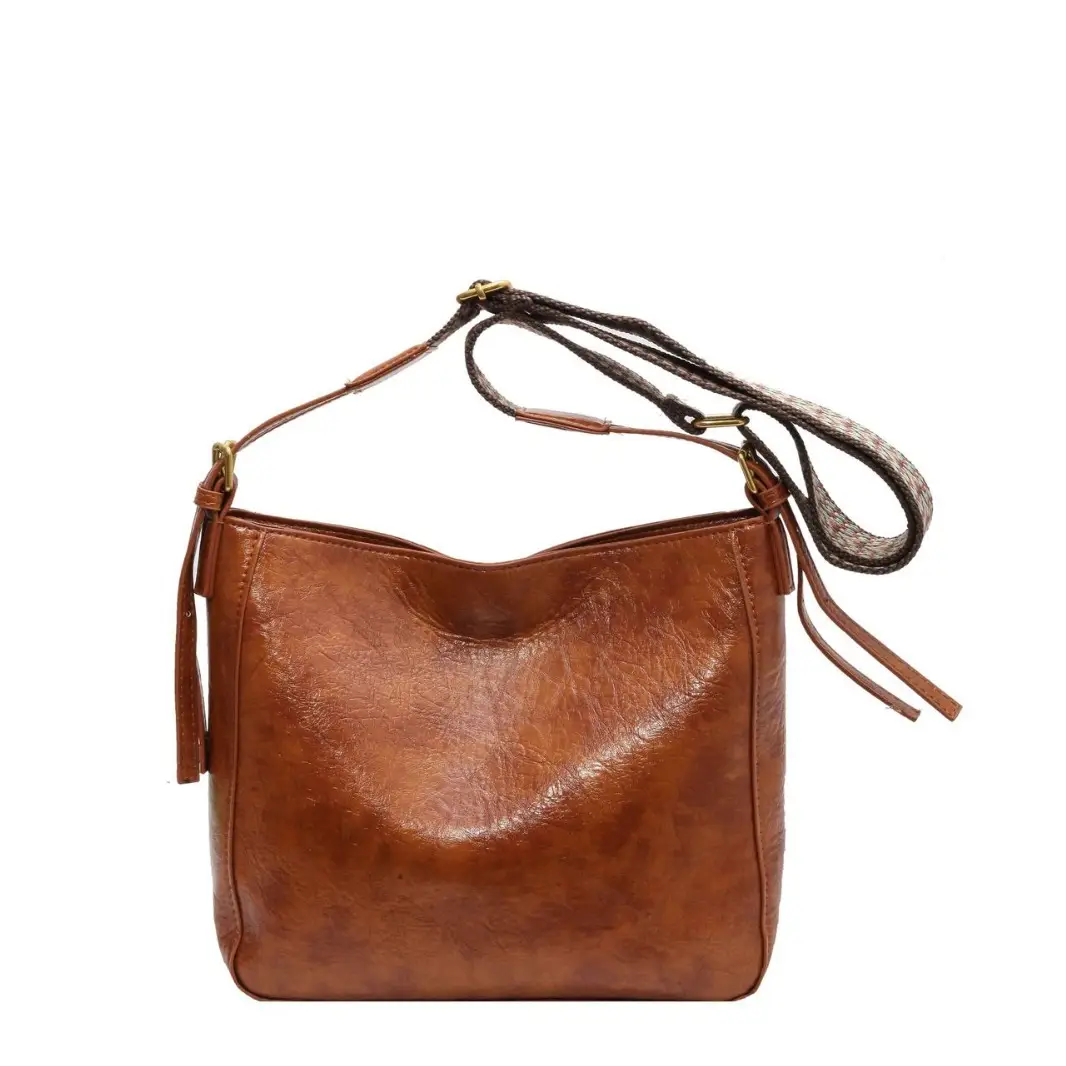 Women Crossbody Bag Brown Leather Autumn Winter New - Image 5