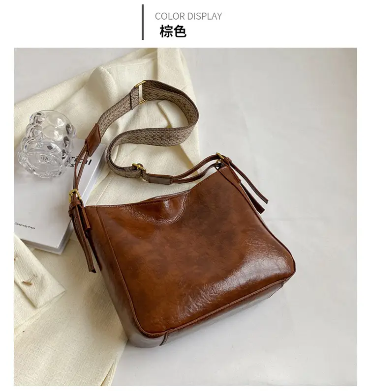 Women Crossbody Bag Brown Leather Autumn Winter New — feature 22