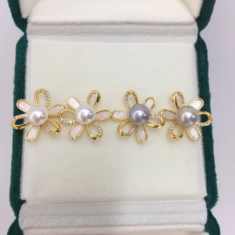 Zhuji Pearl Daisy Earrings 18K Gold Filled Women