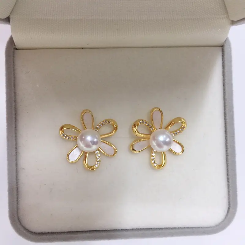 Zhuji Pearl Daisy Earrings 18K Gold Filled Women — feature 8
