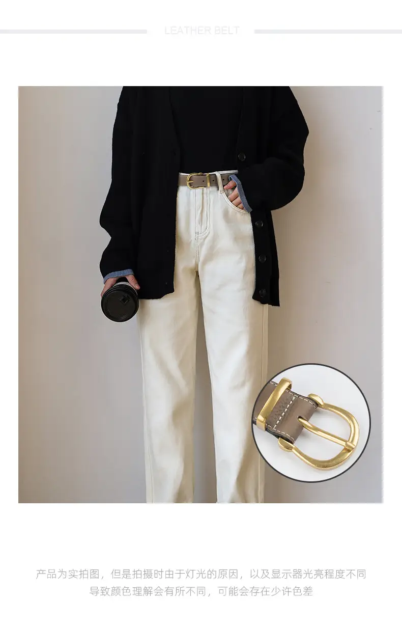 Light Pink Genuine Leather Belt for Women — feature 1