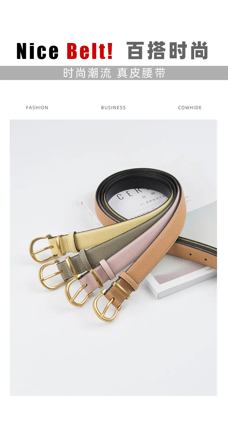 Light Pink Genuine Leather Belt for Women — feature 3