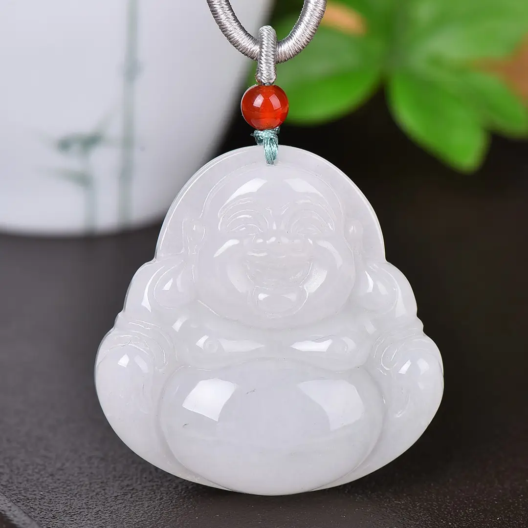 Maitreya Buddha Pendant Set of 3 White Jade - Image 3