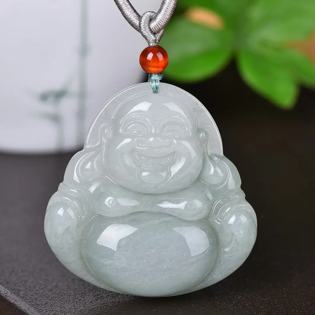 Maitreya Buddha Pendant Set of 3 White Jade - Image 2