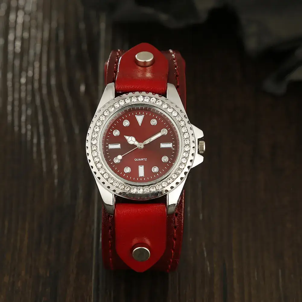 Women's Quartz Watch with Rhinestone Dial & Cowhide Strap - Image 7