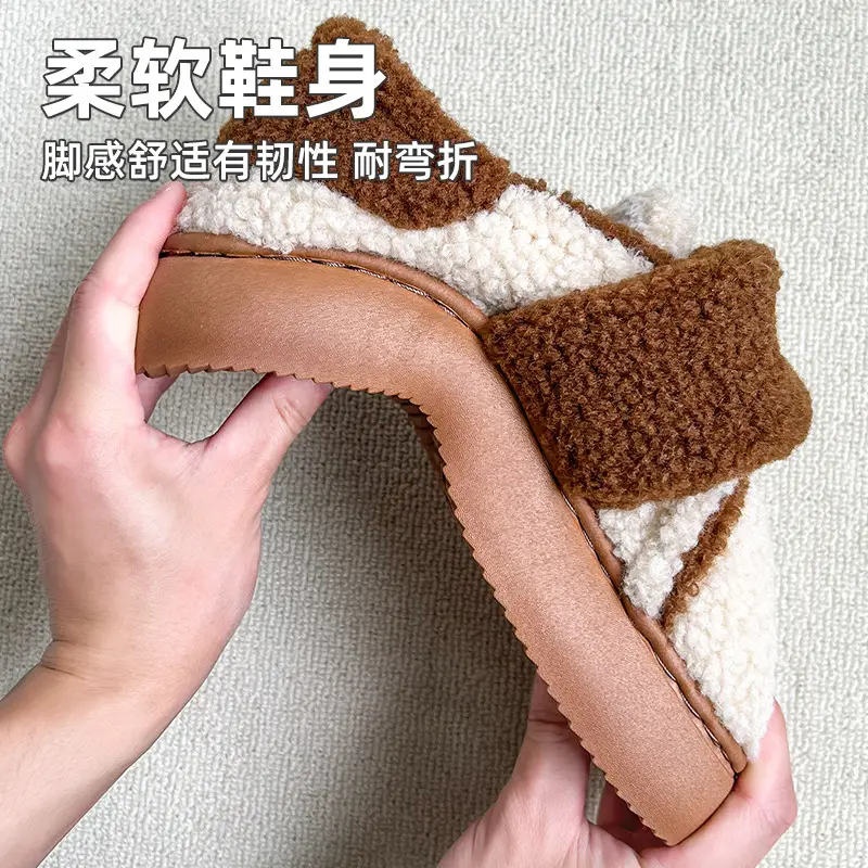 Nanbowan vintage lambswool cotton slippers women's winter home warm thick bottom non-slip outer wear cotton slippers women - Image 4