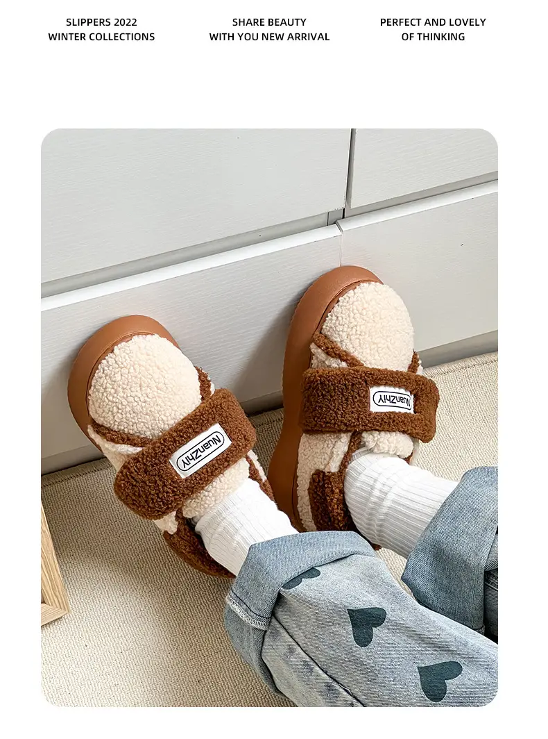 Nanbowan vintage lambswool cotton slippers women's winter home warm thick bottom non-slip outer wear cotton slippers women — feature 10