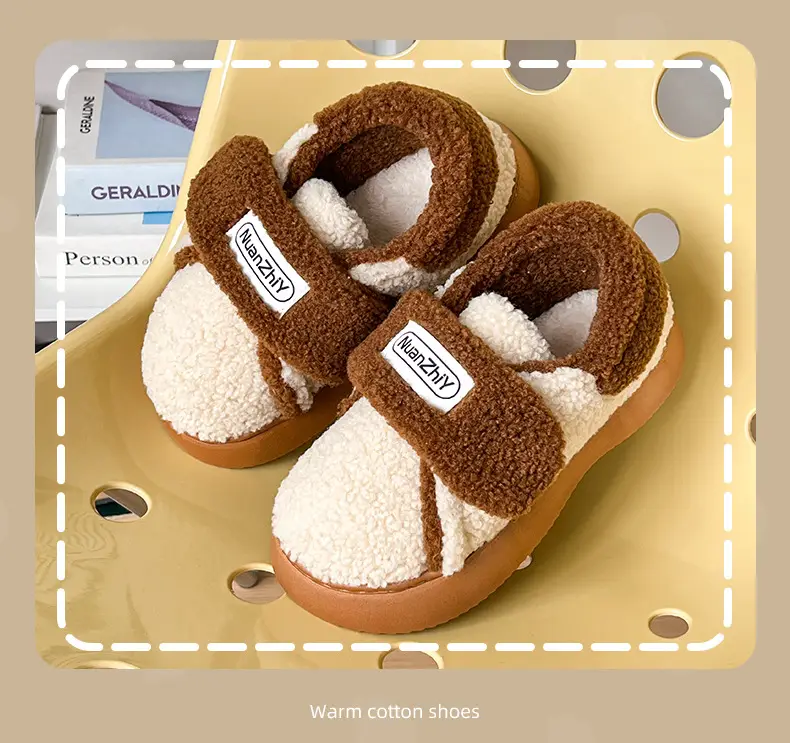 Nanbowan vintage lambswool cotton slippers women's winter home warm thick bottom non-slip outer wear cotton slippers women — feature 3
