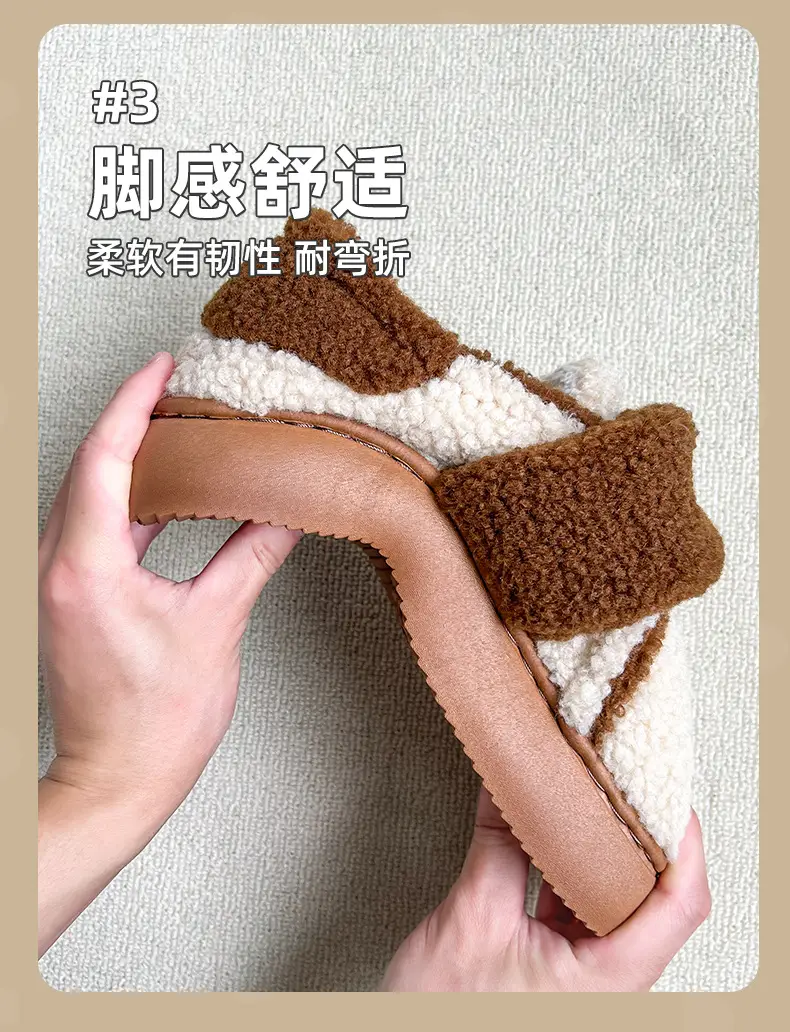 Nanbowan vintage lambswool cotton slippers women's winter home warm thick bottom non-slip outer wear cotton slippers women — feature 6