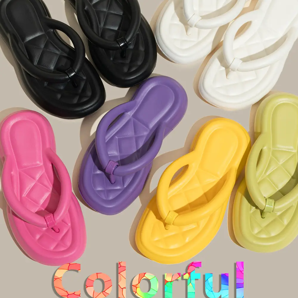 Women's Green Thick Sole Flip Flops Summer Indoor Outdoor