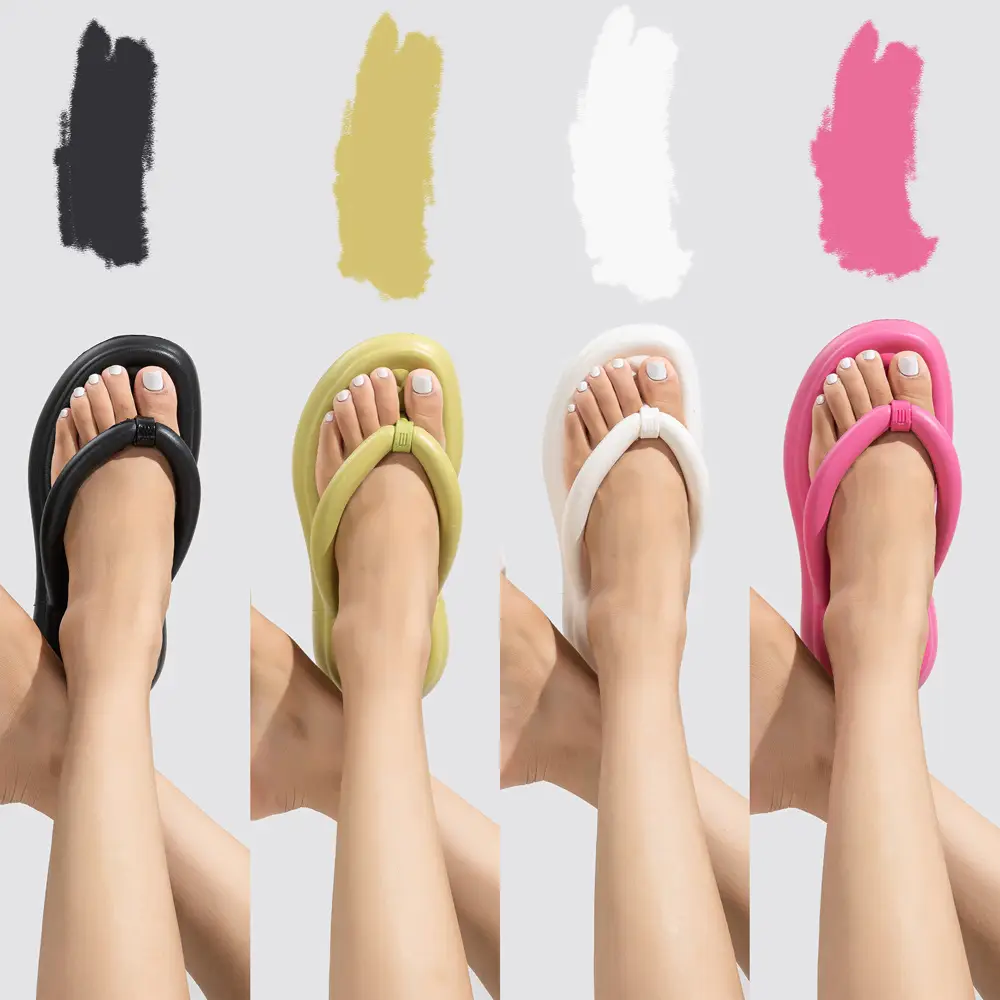 Women's Green Thick Sole Flip Flops Summer Indoor Outdoor