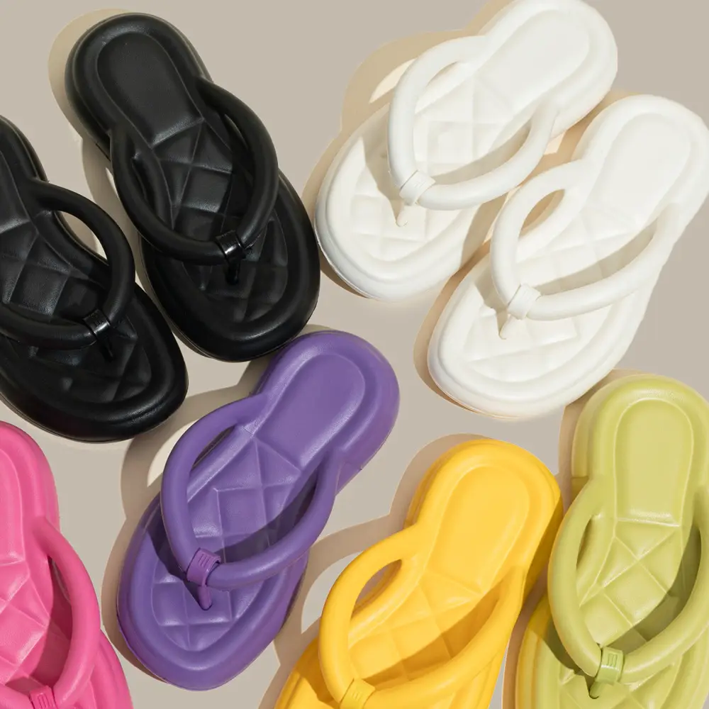Women's Green Thick Sole Flip Flops Summer Indoor Outdoor — feature 3