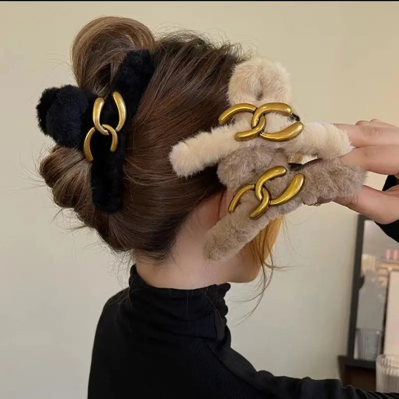 Autumn Winter Plush Hair Clips for Women