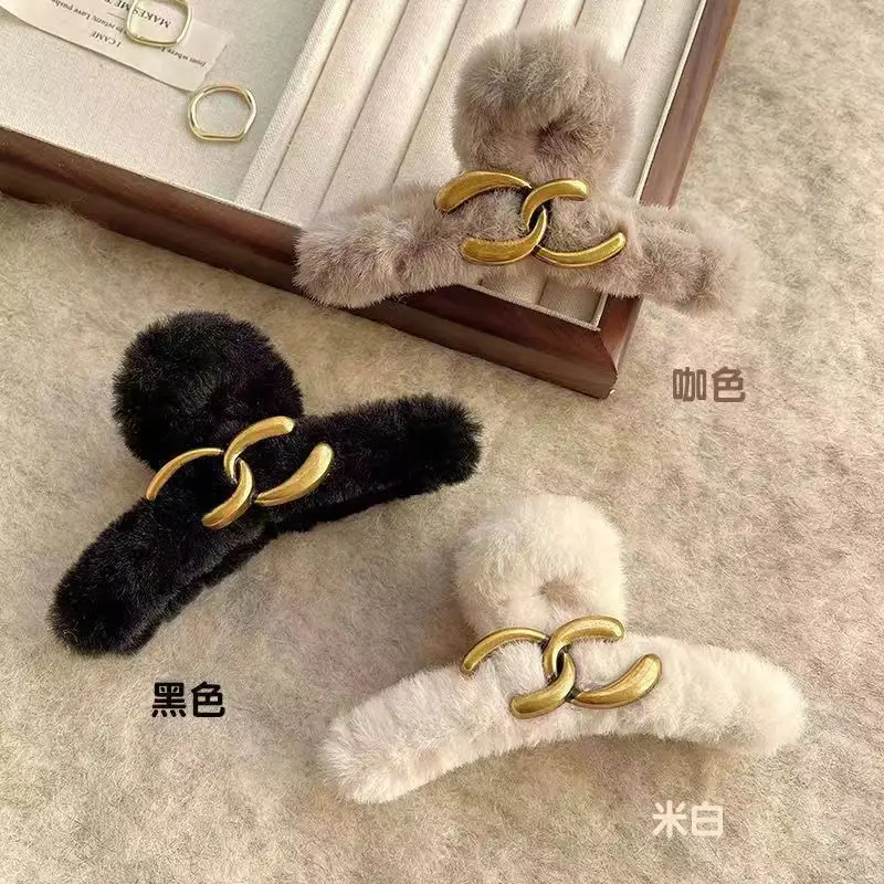 Autumn Winter Plush Hair Clips for Women