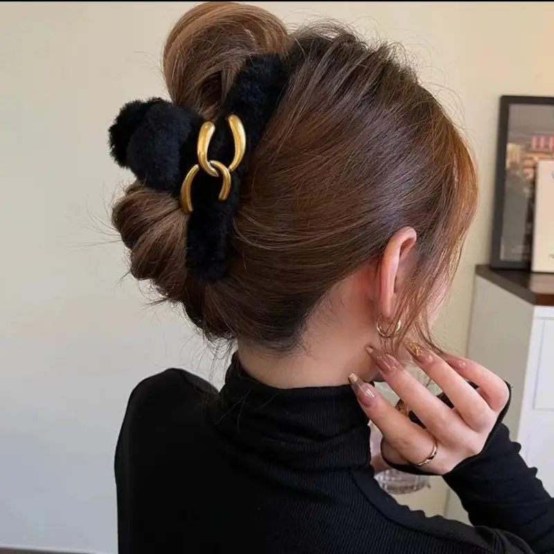 Autumn Winter Plush Hair Clips for Women