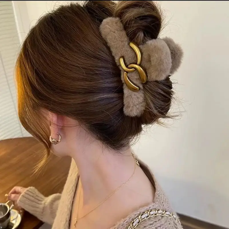 Autumn Winter Plush Hair Clips for Women