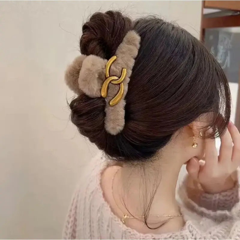 Autumn Winter Plush Hair Clips for Women