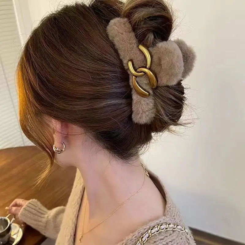 Autumn Winter Plush Hair Clips for Women