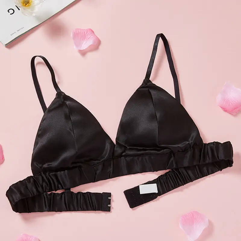 Silk Bra thin French Triangle Cup double-sided mulberry silk seamless underwear women's small chest high-end breathable bra