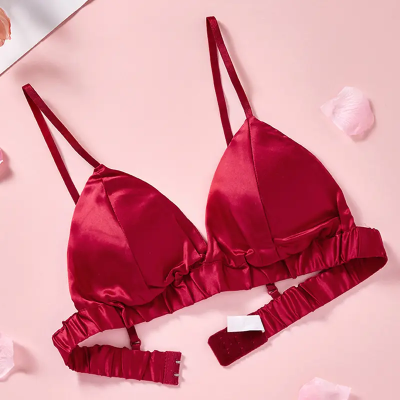 Silk Bra thin French Triangle Cup double-sided mulberry silk seamless underwear women's small chest high-end breathable bra