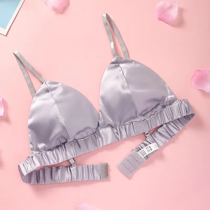Silk Bra thin French Triangle Cup double-sided mulberry silk seamless underwear women's small chest high-end breathable bra
