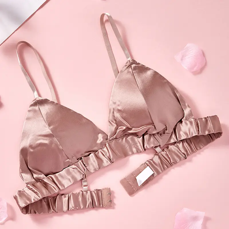 Silk Bra thin French Triangle Cup double-sided mulberry silk seamless underwear women's small chest high-end breathable bra