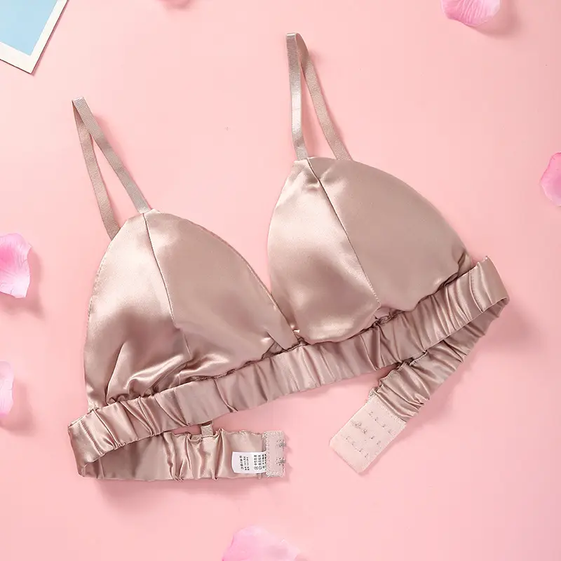 Silk Bra thin French Triangle Cup double-sided mulberry silk seamless underwear women's small chest high-end breathable bra