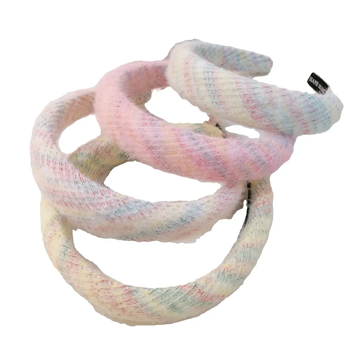 Plush Woven Headband Pink Multi Color Skull Top Style - Image 9
