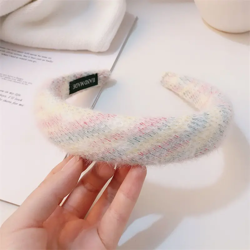 Plush Woven Headband Pink Multi Color Skull Top Style — feature 10