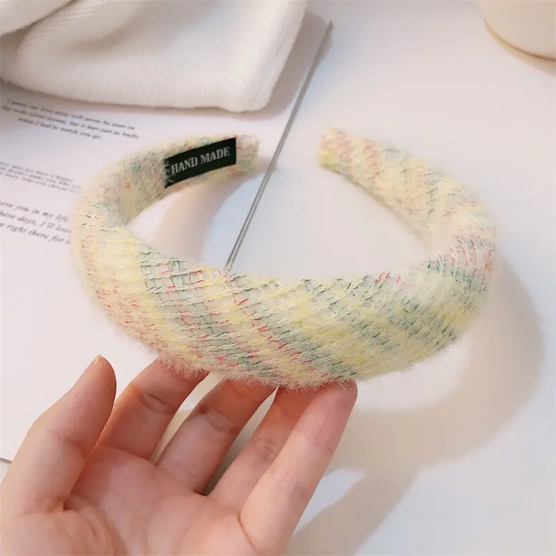 Plush Woven Headband Pink Multi Color Skull Top Style — feature 9