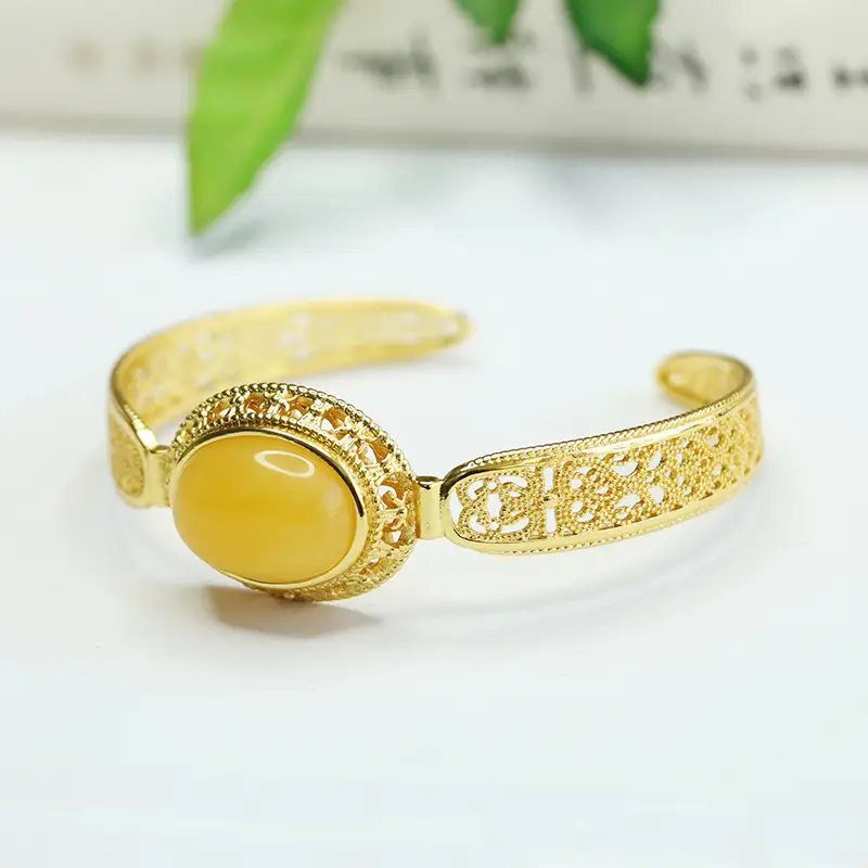 Yellow Amber Ethnic Bracelet for Women - Image 3