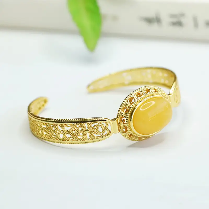 Yellow Amber Ethnic Bracelet for Women - Image 4