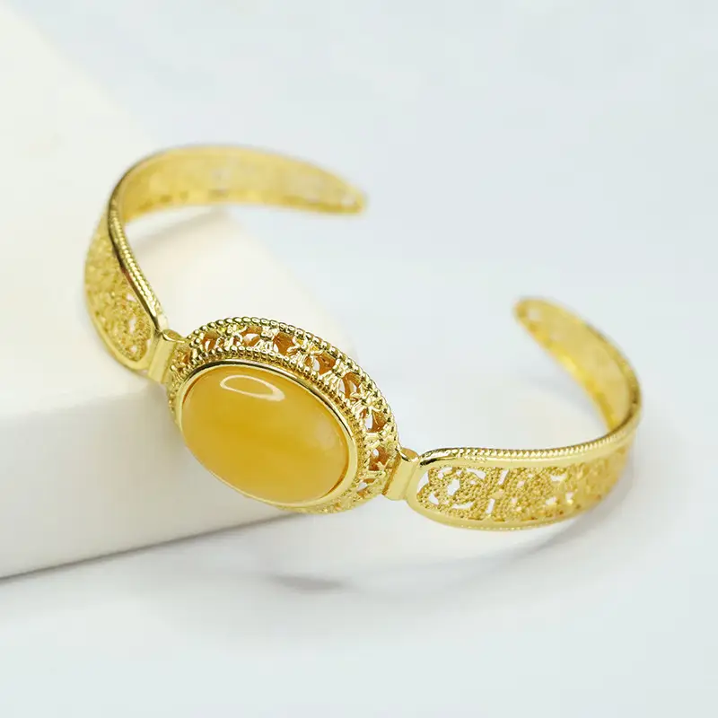 Yellow Amber Ethnic Bracelet for Women - Image 5