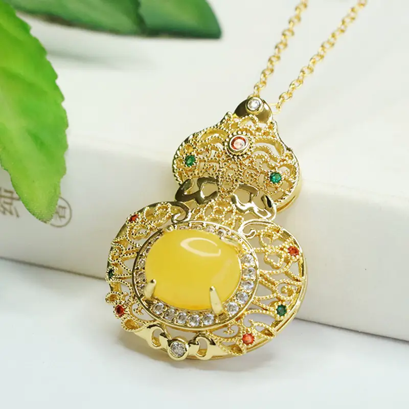 Aiyu Yellow Honey Amber Necklace Ethnic Wholesale Dropshipping - Image 3