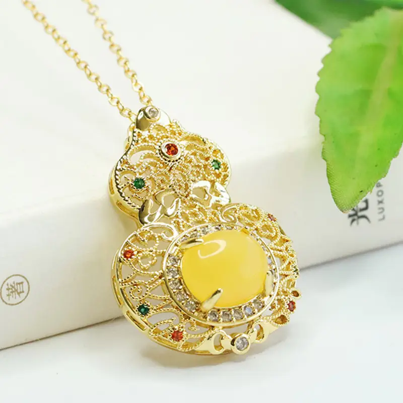 Aiyu Yellow Honey Amber Necklace Ethnic Wholesale Dropshipping - Image 4
