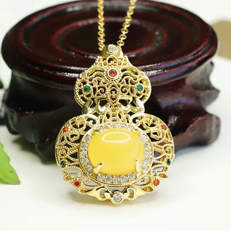 Aiyu Yellow Honey Amber Necklace Ethnic Wholesale Dropshipping — feature 7